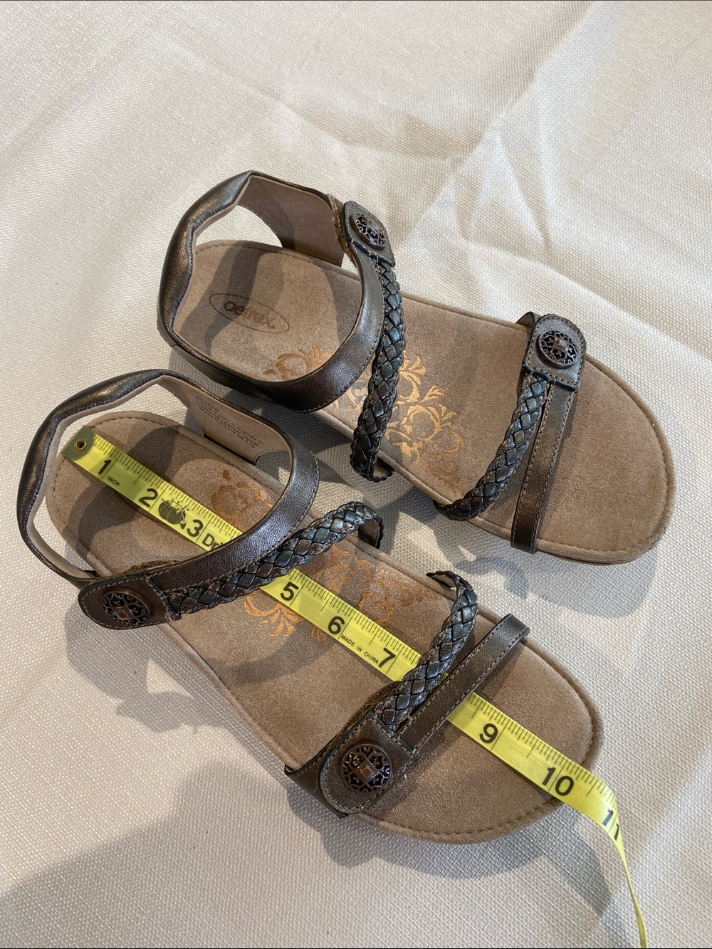Aetrex Comfort Braided-Strap Brown Women's Sandals. Size 9 - Picture 9 of 10